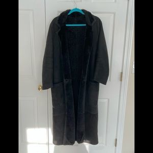 Black Shearling and suede long coat